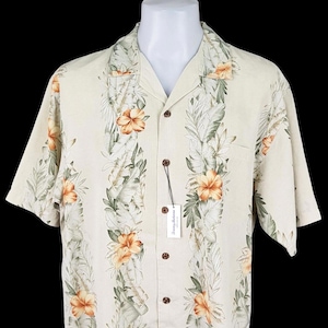 Camisa hawaiana TOMMY BAHAMA de seda pesada multicolor para hombre, manga corta, talla L - 50" imagen 1