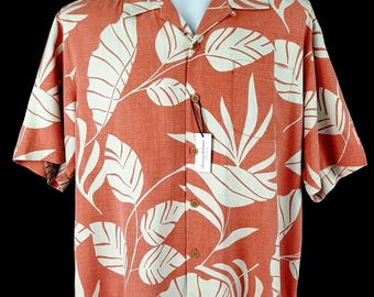 TOMMY BAHAMA Mens 100% Silk S/S Luxury Hawaiian Shirt - L - 48"