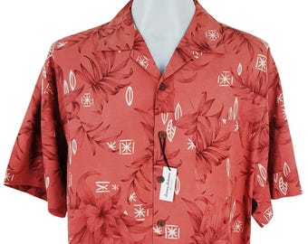 Tommy Bahama Silk Hawaiian Shirt – Red Tropical Print, Relaxed Fit