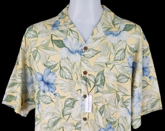Tommy Bahama Silk Hawaiian Shirt - Floral Print, Size L