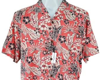 Tommy Bahama Hawaiian Shirt – Cotton Silk, Floral Print, XL