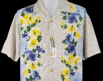 Tommy Bahama Seide Hawaiihemd mit Blumenmuster, Größe L