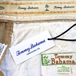 TOMMY BAHAMA Mens Beige Luxury Evening Trousers Tencel Flat - W34 L31 image 4
