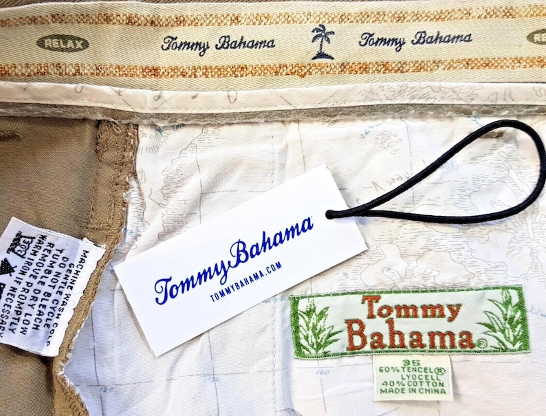 TOMMY BAHAMA Mens Beige Luxury Evening Trousers Tencel Flat - W34 L31 image 4