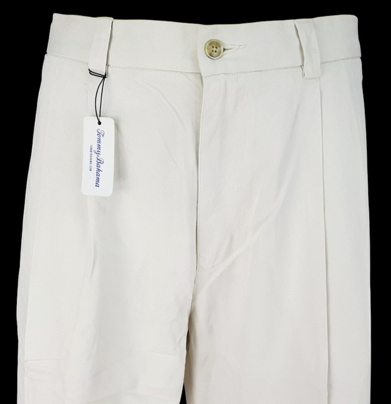 TOMMY BAHAMA Mens 100% SILK Ivory Luxury Evening Trousers Pants - W35 L28 image 6