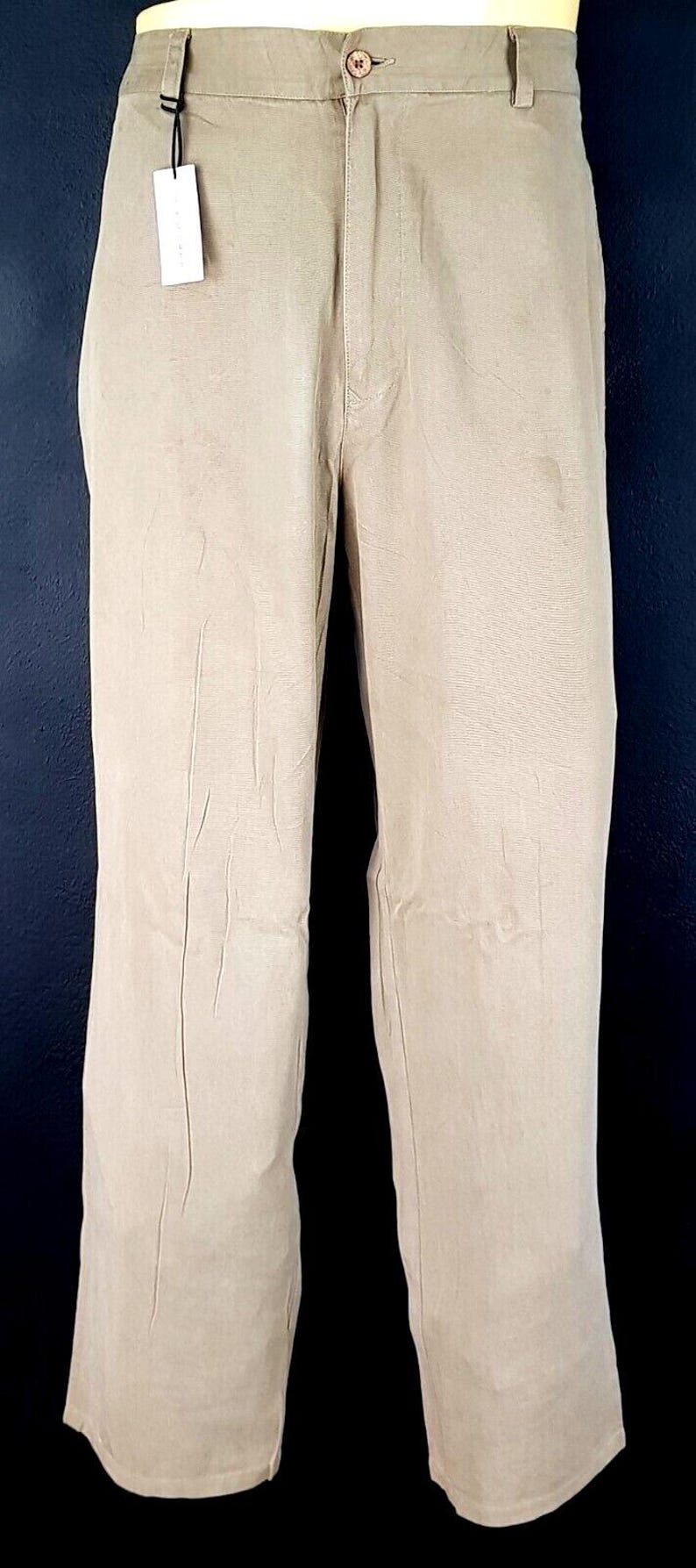 TOMMY BAHAMA Mens Beige Luxury Evening Trousers Tencel Flat - W34 L31 image 5