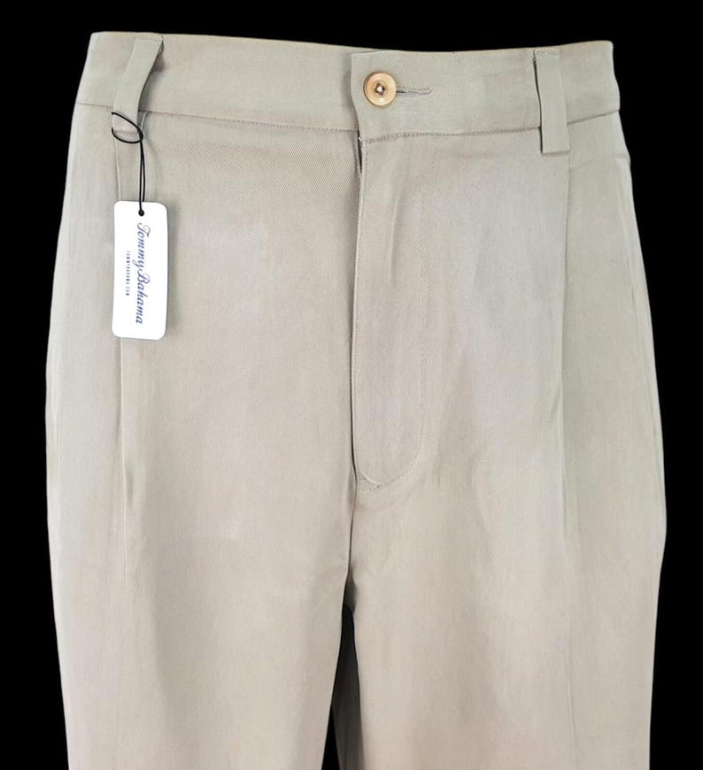 TOMMY BAHAMA Mens 100% SILK Beige Luxury Evening Trousers Pants - W36 L30 image 8