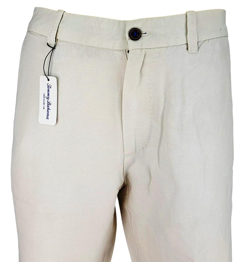TOMMY BAHAMA Mens LINEN/Tencel Ivory Evening Trousers Pants Flat - W32 L29 image 6