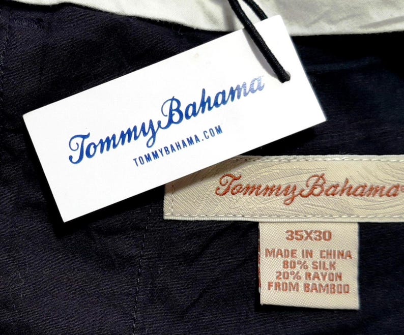 TOMMY BAHAMA Herren Seide Schwarz Luxus Abend Hose Hose - W35 L30 Bild 3