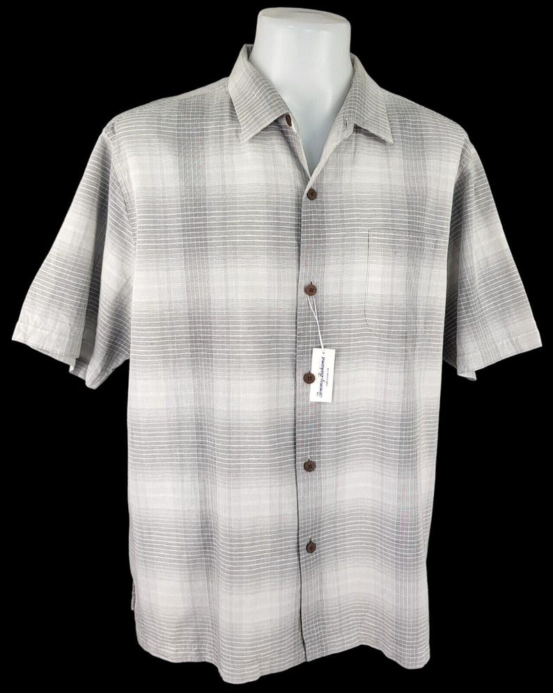 TOMMY BAHAMA Original Mens Tencel Grey S/S Evening Shirt - XL - 50" image 6