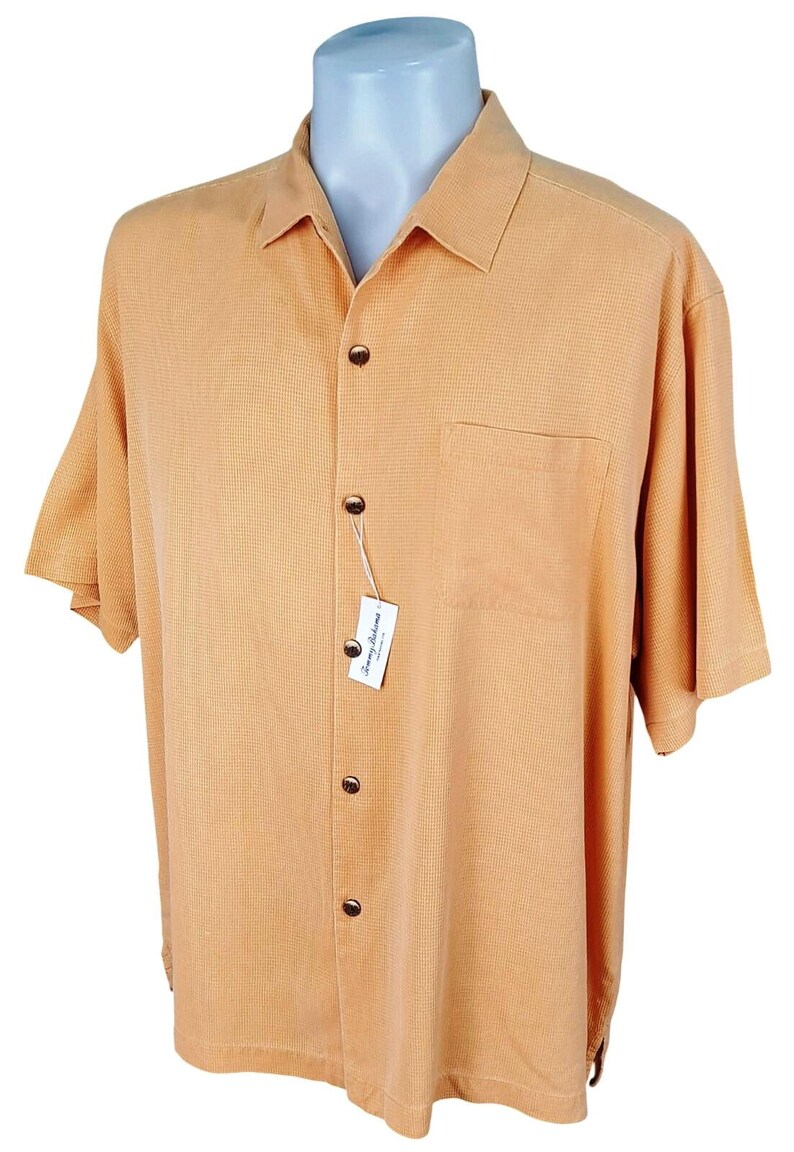 TOMMY BAHAMA Mens 100% Silk Orange S/S Luxury Evening Shirt - XL - 54" image 6