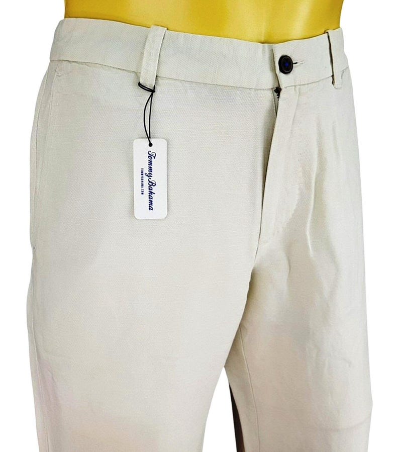 TOMMY BAHAMA Mens LINEN/Tencel Ivory Evening Trousers Pants Flat - W32 L29 image 1