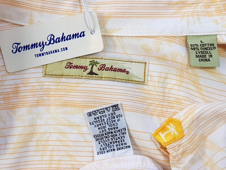 TOMMY BAHAMA Hawaïaans herenshirt (katoen/tenceloranje) (s/m) - L - 46" afbeelding 4