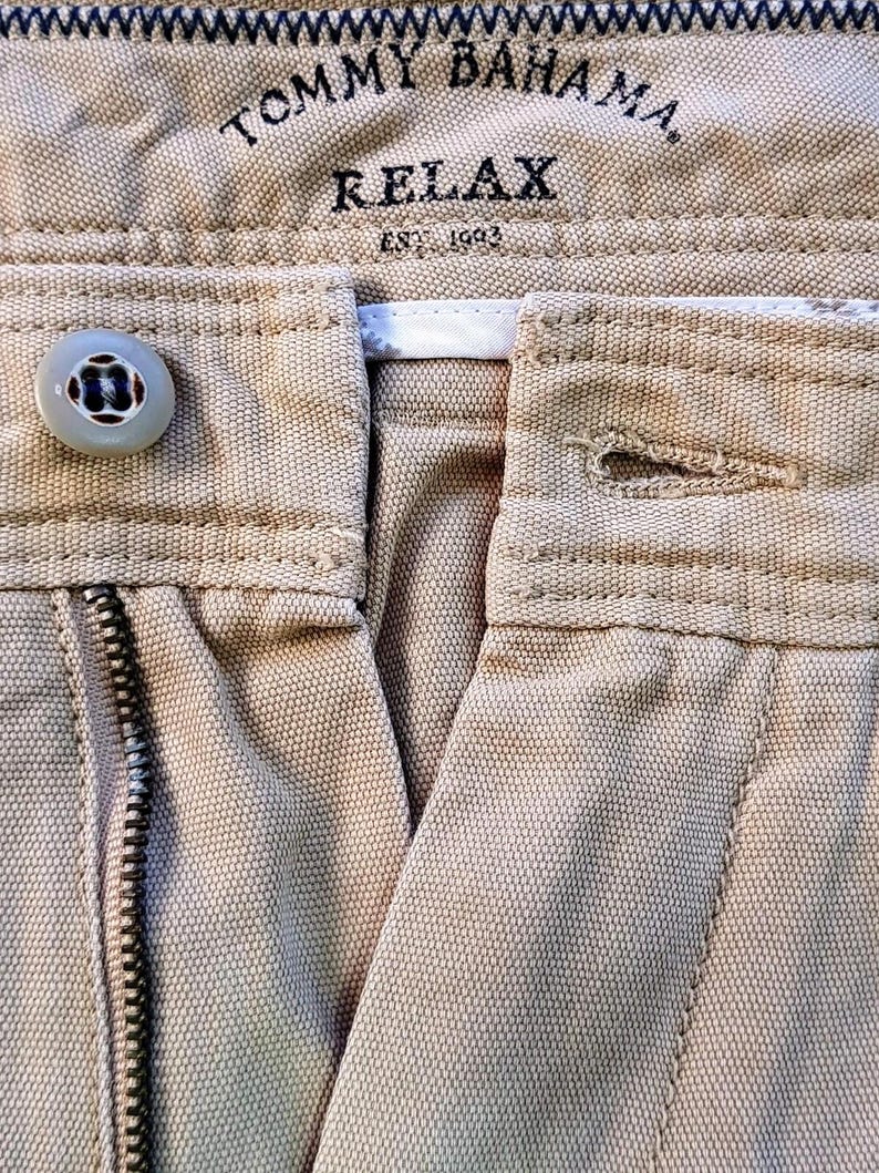 TOMMY BAHAMA RELAX Herren Beige Baumwolle/Tencel Cargo Hose Hose - W36 L34 Bild 9