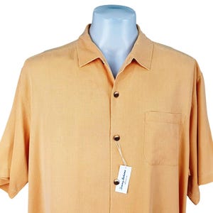 TOMMY BAHAMA Mens 100% Silk Orange S/S Luxury Evening Shirt - XL - 54" image 2
