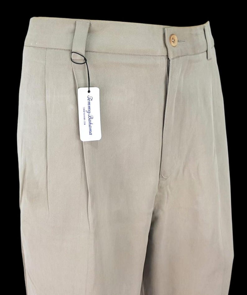 TOMMY BAHAMA Mens 100% SILK Beige Luxury Evening Trousers Pants - W36 L30 image 1