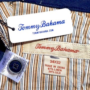 TOMMY BAHAMA Mens Silk / Linen Black Luxury Evening Trousers Pants - W34 L32 image 3