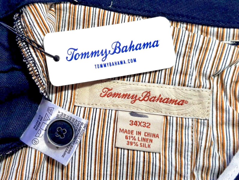 TOMMY BAHAMA Mens Silk / Linen Black Luxury Evening Trousers Pants - W34 L32 image 3