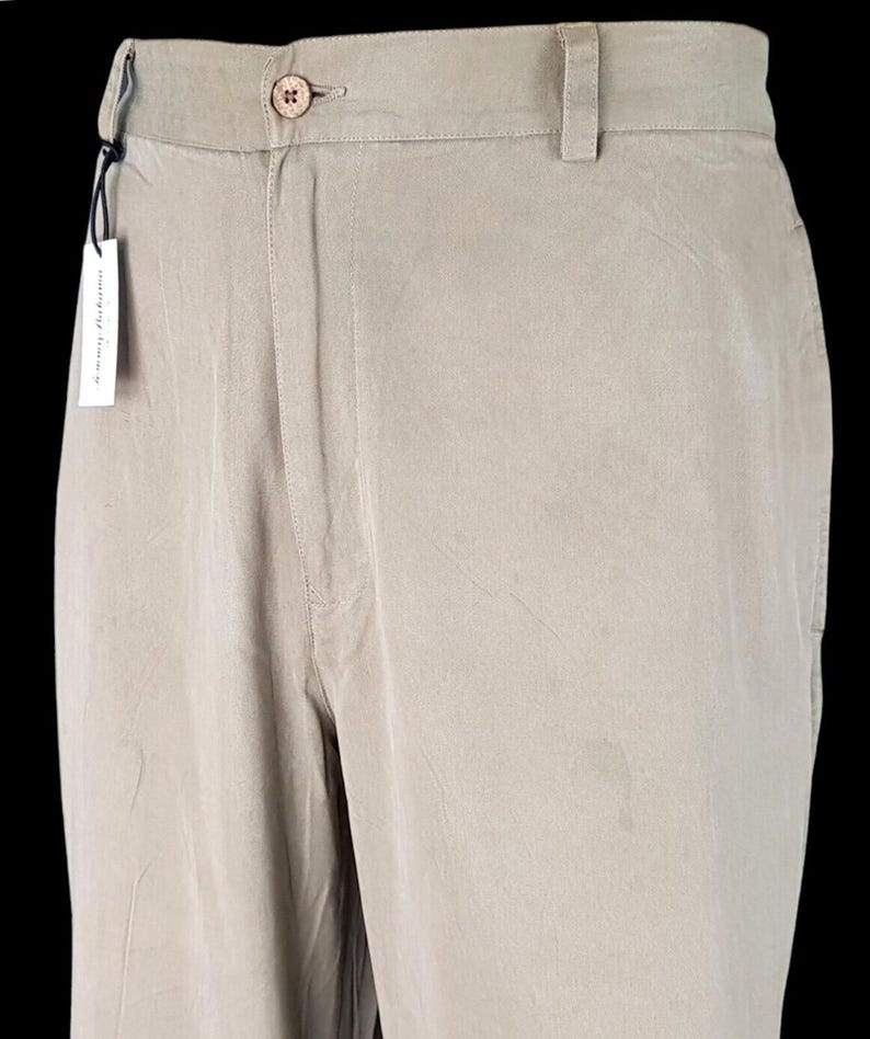 TOMMY BAHAMA Mens Beige Luxury Evening Trousers Tencel Flat - W34 L31 image 3