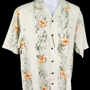 Camisa hawaiana TOMMY BAHAMA de seda pesada multicolor para hombre, manga corta, talla L - 50" imagen 9