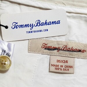 TOMMY BAHAMA Mens 100% SILK Ivory Luxury Evening Trousers Pants - W35 L28 image 3