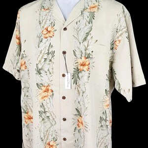 Camisa hawaiana TOMMY BAHAMA de seda pesada multicolor para hombre, manga corta, talla L - 50" imagen 6