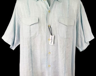 TOMMY BAHAMA Herren 100% Leinen Blau S / S Mehrfach-Abendhemd - XL