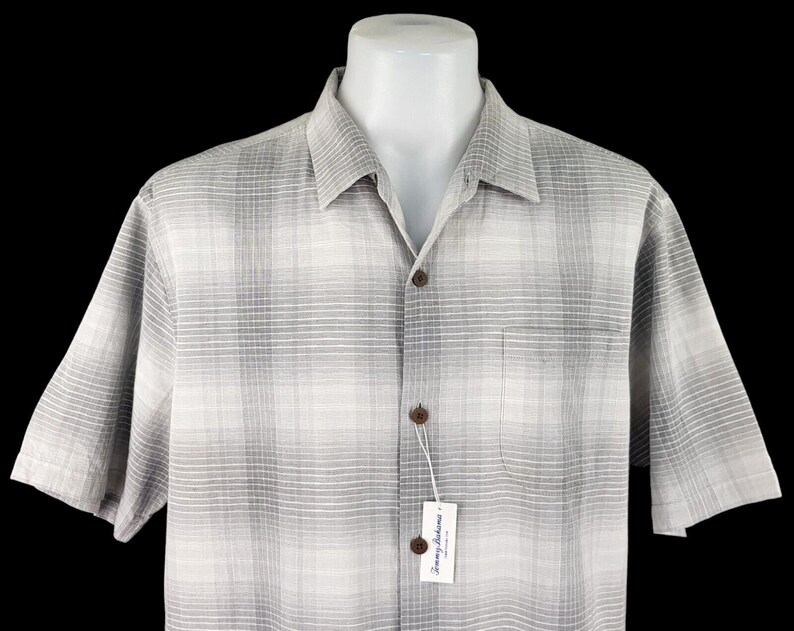 TOMMY BAHAMA Original Mens Tencel Grey S/S Evening Shirt - XL - 50" image 2
