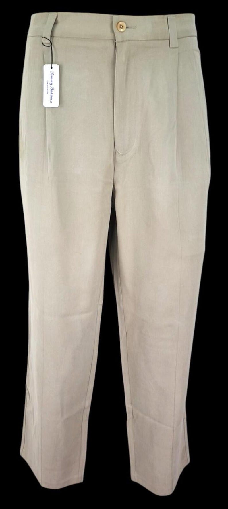 TOMMY BAHAMA Mens 100% SILK Beige Luxury Evening Trousers Pants - W36 L30 image 4