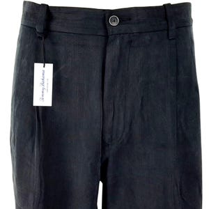 TOMMY BAHAMA Herren Seide Schwarz Luxus Abend Hose Hose - W35 L30 Bild 1
