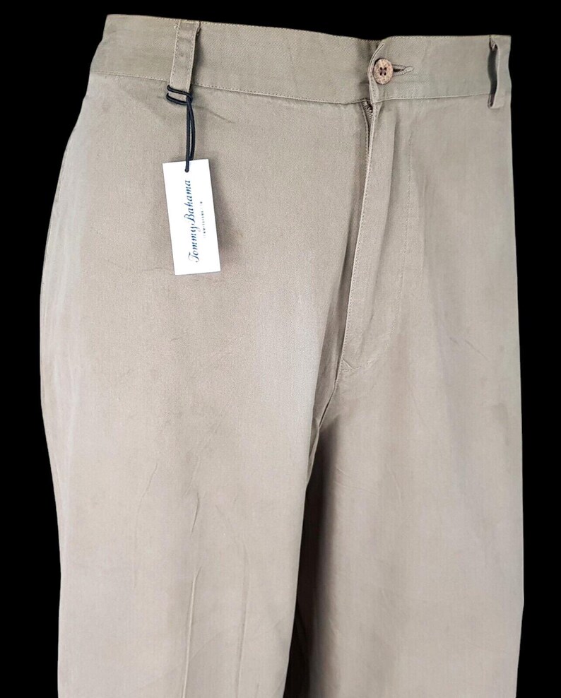 TOMMY BAHAMA Mens Beige Luxury Evening Trousers Tencel Flat - W34 L31 image 9