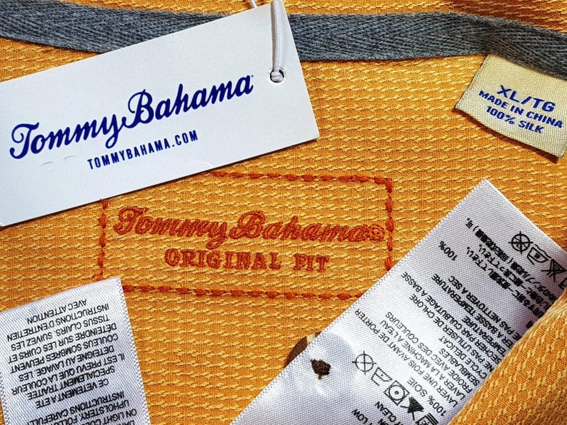 TOMMY BAHAMA Mens 100% Silk Orange S/S Luxury Evening Shirt - XL - 54" image 4