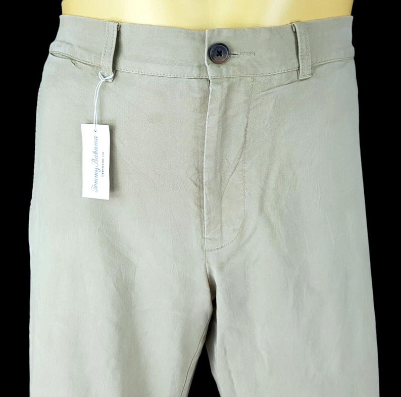 TOMMY BAHAMA Mens Cotton/Tencel Green TROUSERS Flat - 34x31 - W34 L31 image 2