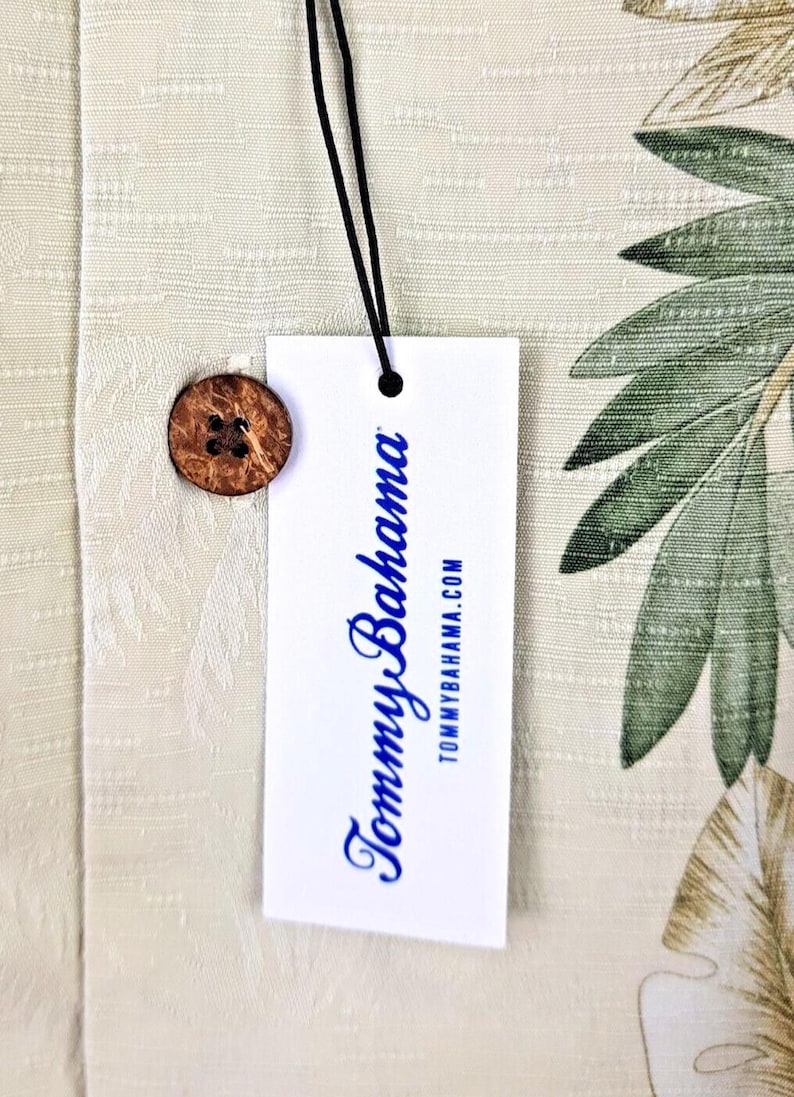 Camisa hawaiana TOMMY BAHAMA de seda pesada multicolor para hombre, manga corta, talla L - 50" imagen 5