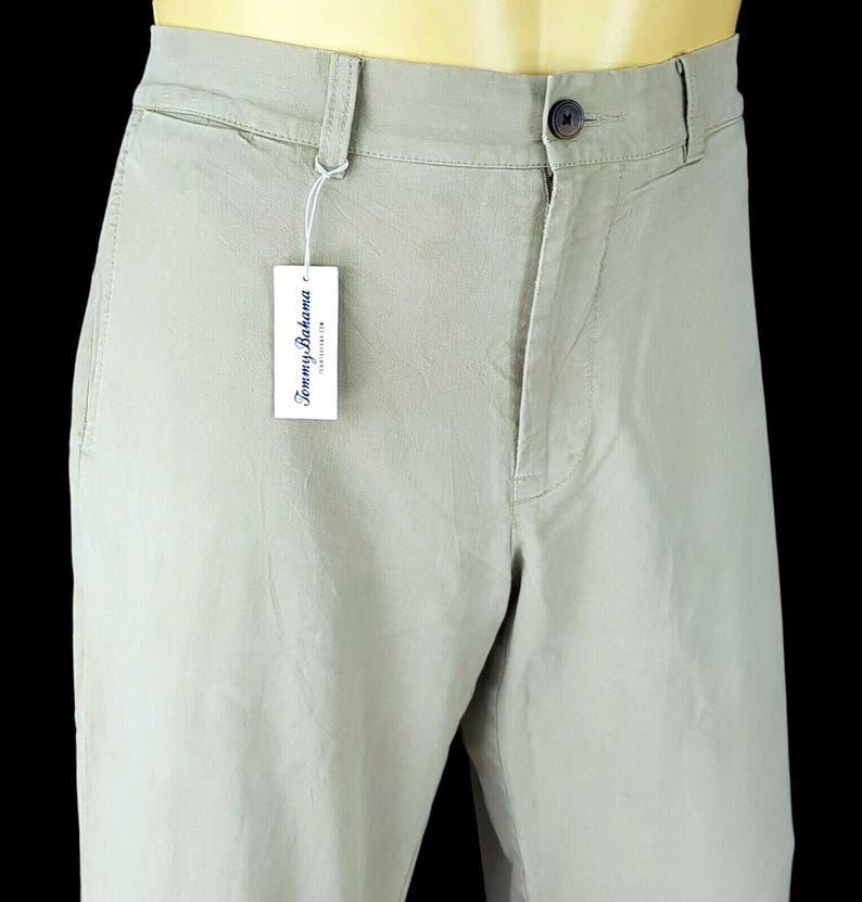 TOMMY BAHAMA Mens Cotton/Tencel Green TROUSERS Flat - 34x31 - W34 L31 image 1
