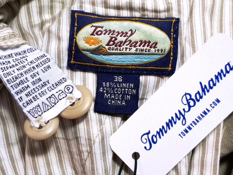 Pantaloni da sera da uomo TOMMY BAHAMA in lino beige chiaro - W36 L33 immagine 3