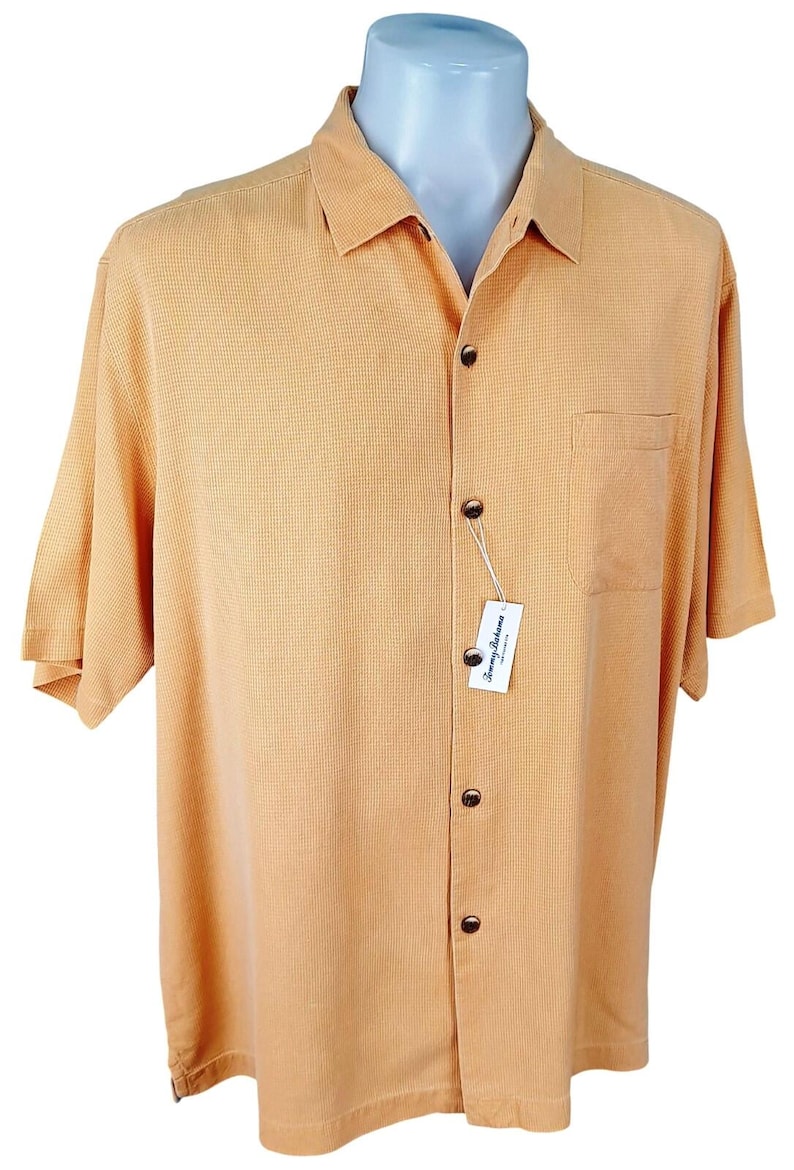 TOMMY BAHAMA Mens 100% Silk Orange S/S Luxury Evening Shirt - XL - 54" image 9