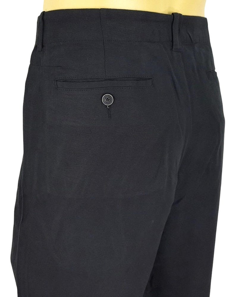 TOMMY BAHAMA Mens Silk / Linen Black Luxury Evening Trousers Pants - W34 L32 image 2