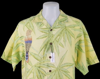Tommy Bahama Leinen Hawaiihemd mit Papageienprint, Size L