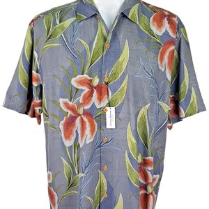 TOMMY BAHAMA Mens 100% Silk Grey S/S Luxury Hawaiian Shirt - L - 48" image 5