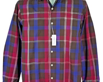 TOMMY BAHAMA Herren 100% BAUMWOLLE Lila S / S Abendkleid Hemd - M - 46 "