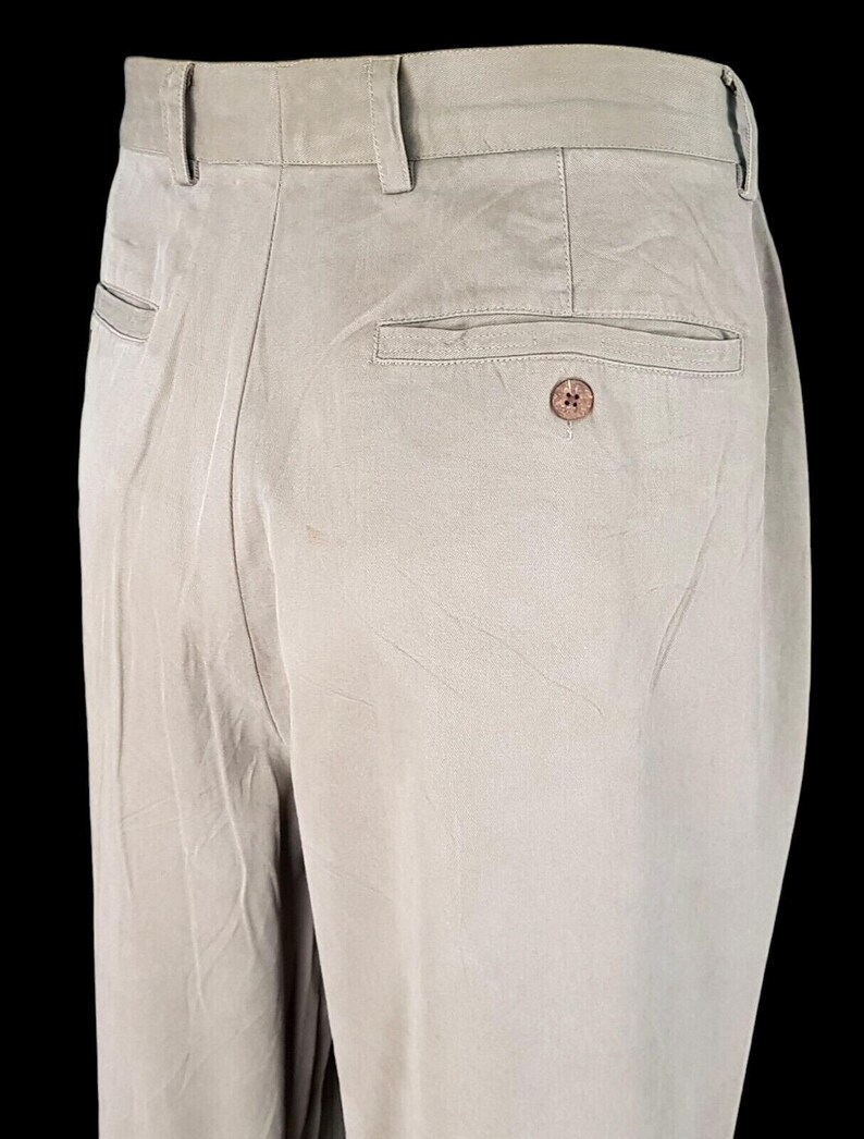 TOMMY BAHAMA Mens Beige Luxury Evening Trousers Tencel Flat - W34 L31 image 2