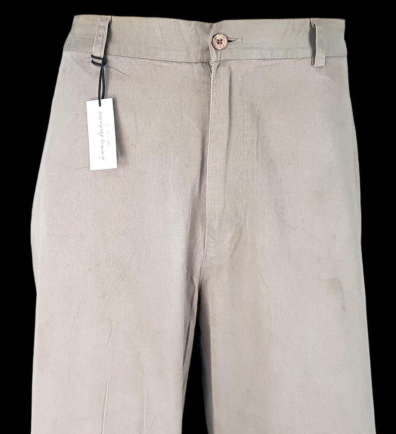 TOMMY BAHAMA Mens Beige Luxury Evening Trousers Tencel Flat - W34 L31 image 1