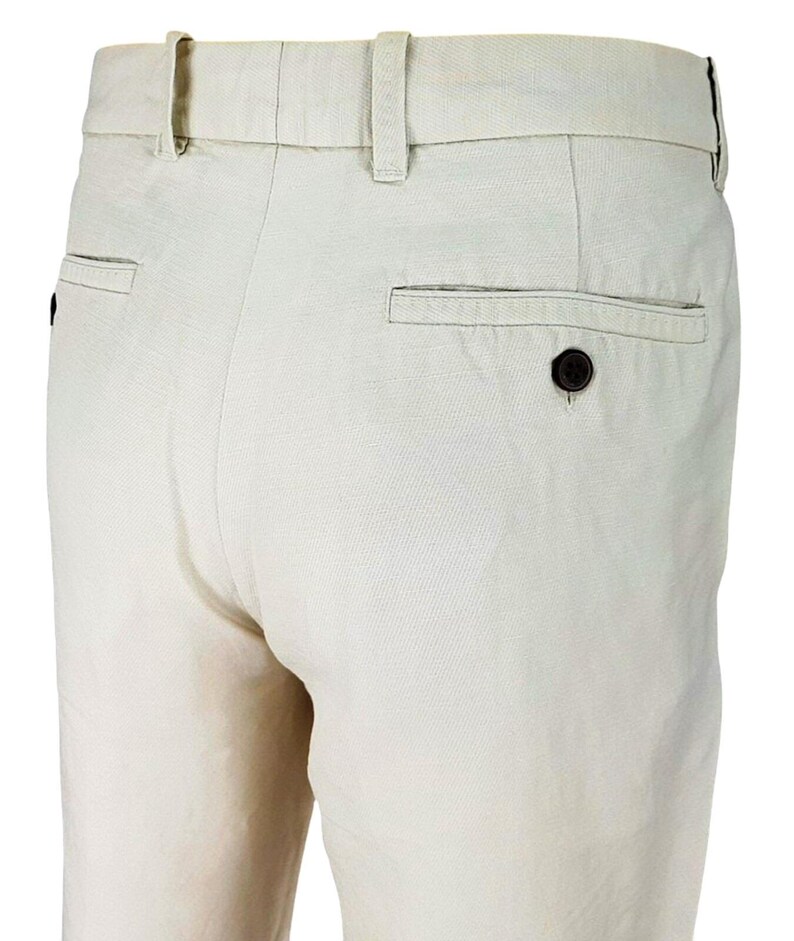 TOMMY BAHAMA Mens LINEN/Tencel Ivory Evening Trousers Pants Flat - W32 L29 image 2