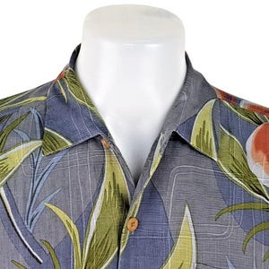 TOMMY BAHAMA Mens 100% Silk Grey S/S Luxury Hawaiian Shirt - L - 48" image 8