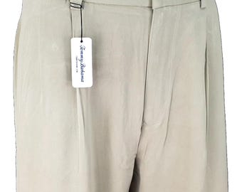 TOMMY BAHAMA Herren 100% SEIDE Beige Luxus Abendhose Hose - W36 32