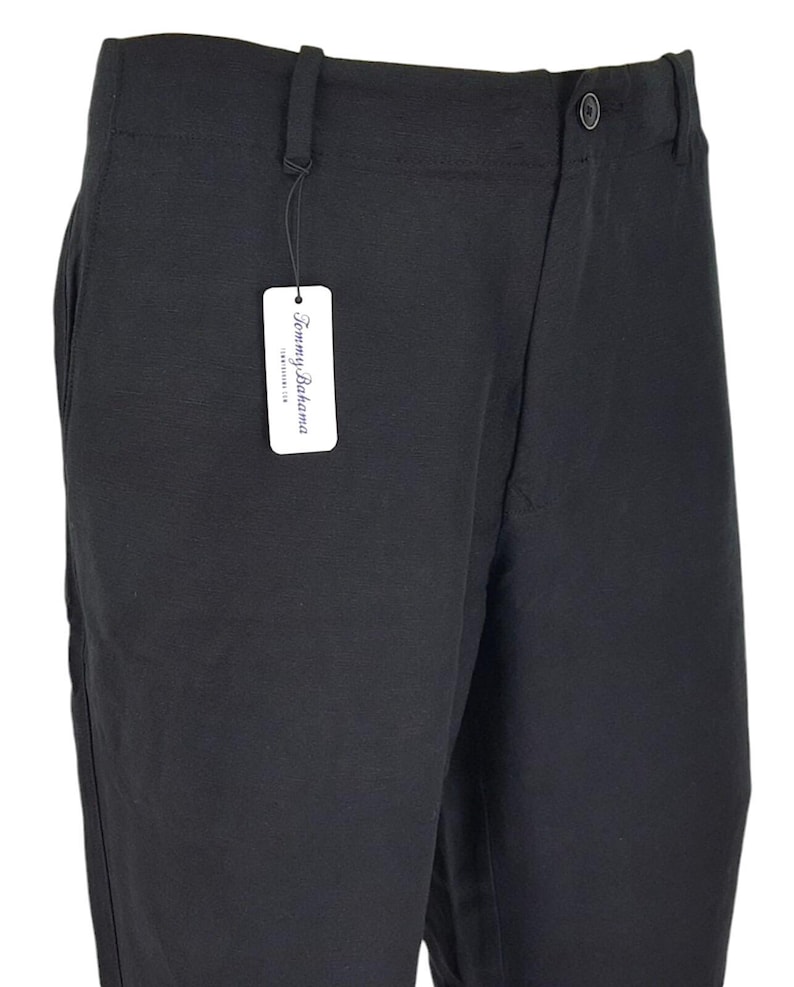 TOMMY BAHAMA Mens Silk / Linen Black Luxury Evening Trousers Pants - W34 L32 image 1