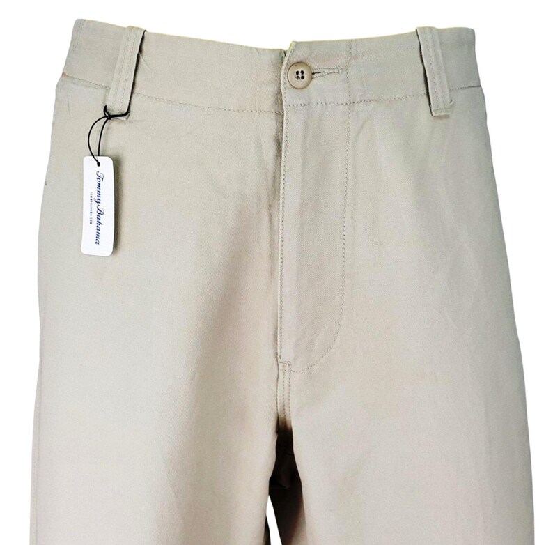 Pantaloni da sera da uomo TOMMY BAHAMA in lino beige chiaro - W36 L33 immagine 8