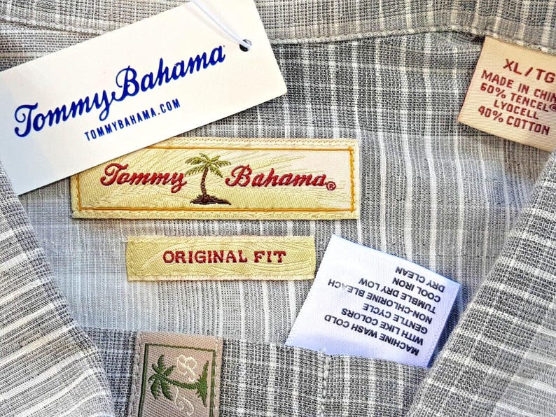 TOMMY BAHAMA Original Mens Tencel Grey S/S Evening Shirt - XL - 50" image 4