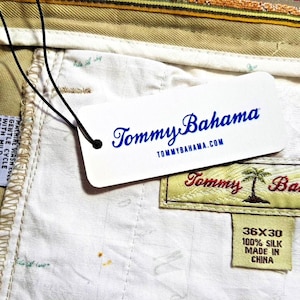 TOMMY BAHAMA Mens 100% SILK Beige Luxury Evening Trousers Pants - W36 L30 image 3